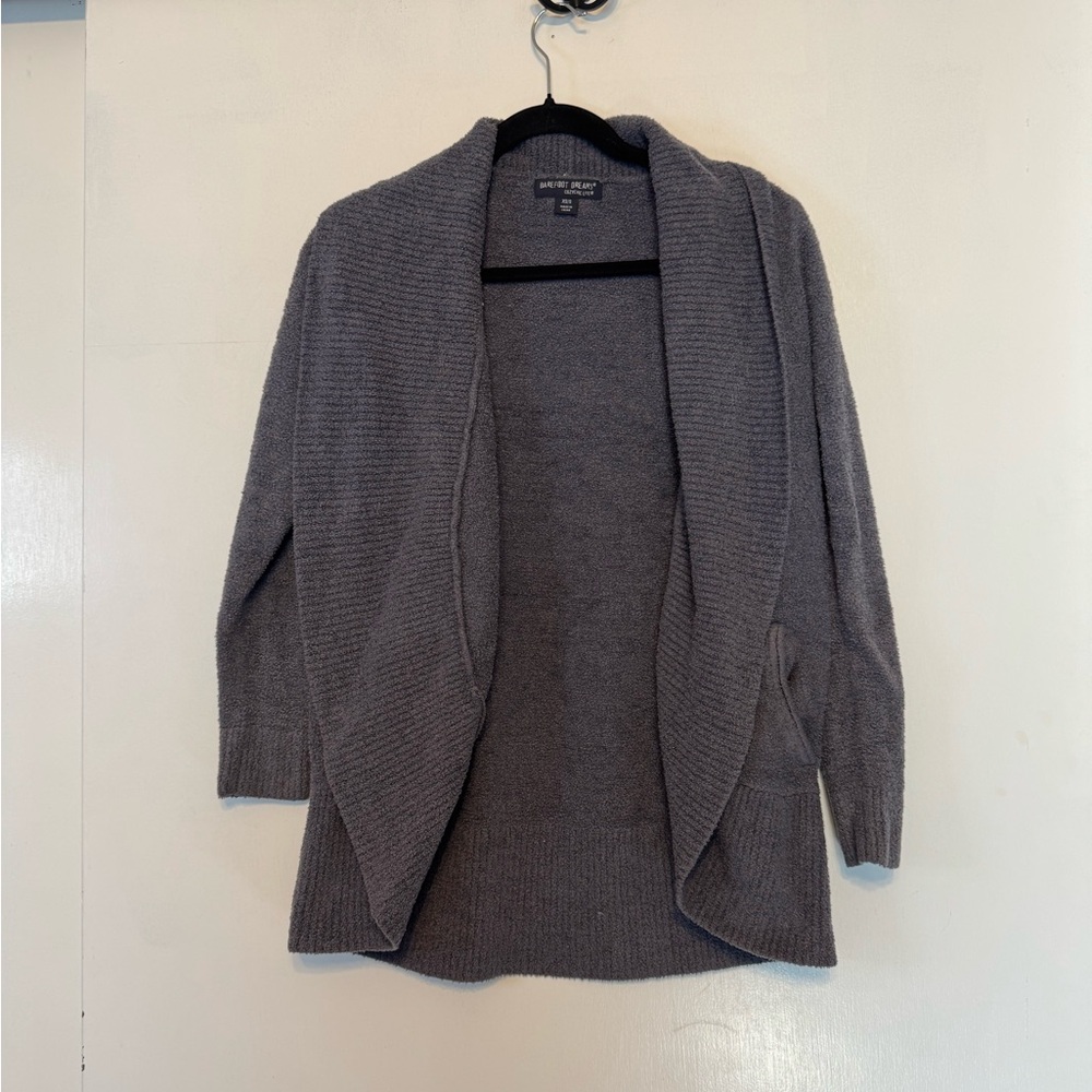 Barefoot Dreams Blue/ Grey Open Front Cardigan